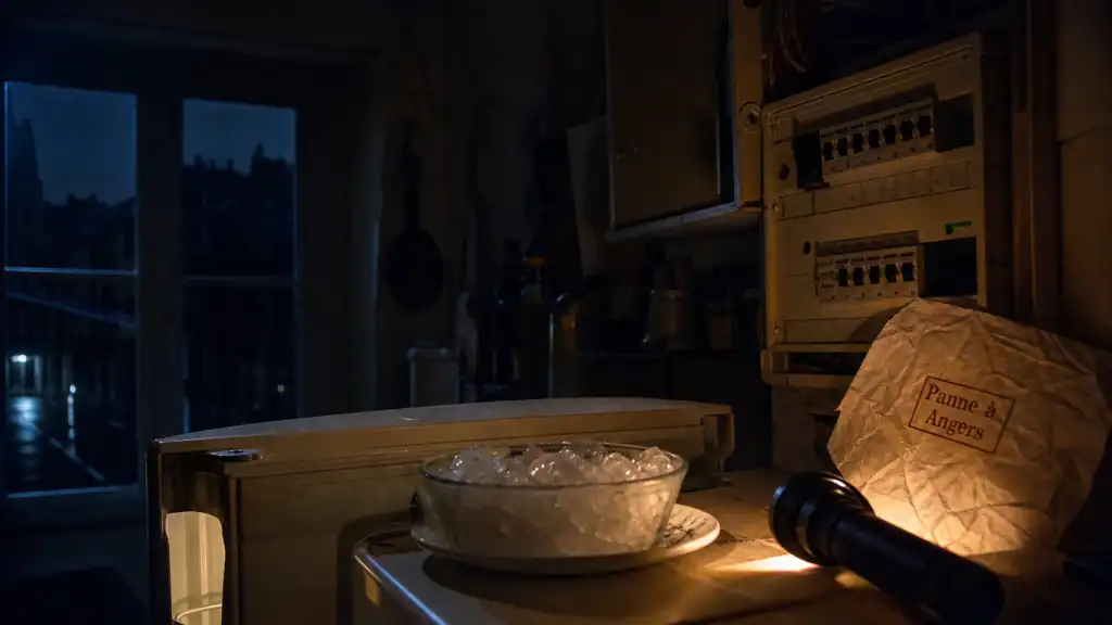 coupure electricite angers : lampe torche et tableau electrique ouvert dans une cuisine