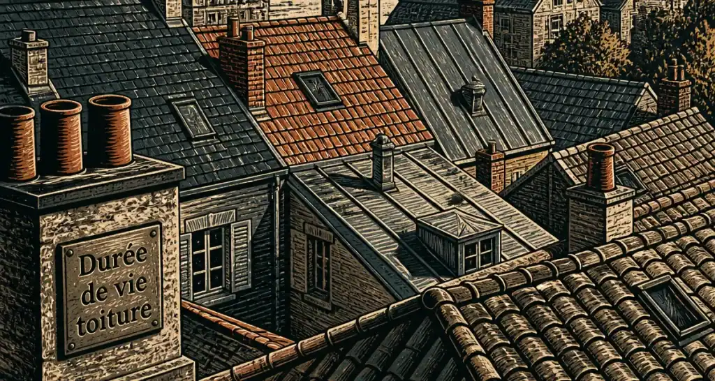 Vue toits matériaux durée de vie toiture