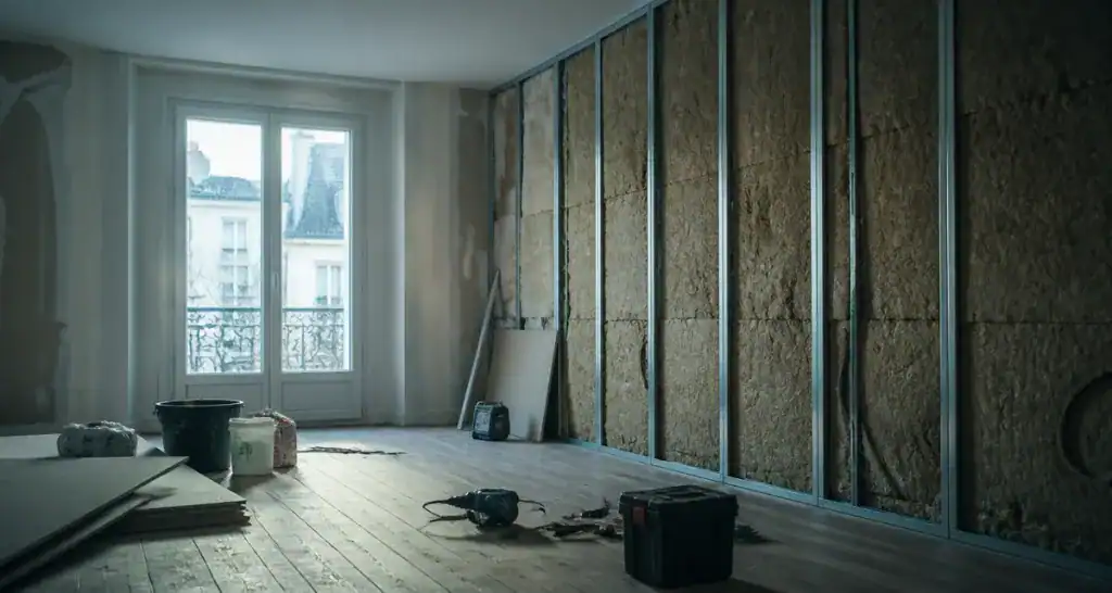 isoler phoniquement une pièce mur laine de roche