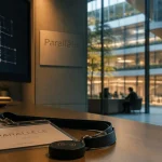 parallèle enedis : hall moderne et badge RFID dans le hub technologique Parallèle
