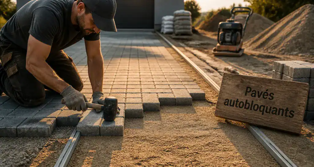 pavé autobloquant pose allée garage