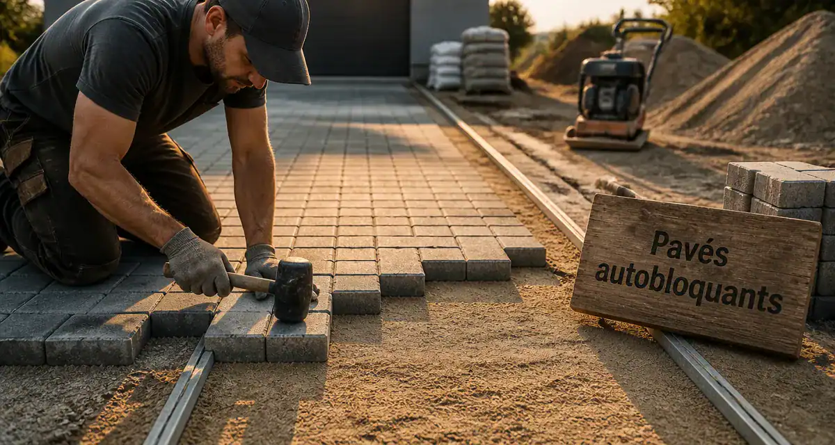 pavé autobloquant pose allée garage