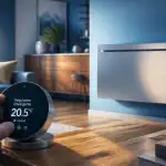 thermostat chauffage électrique connecté dans un salon