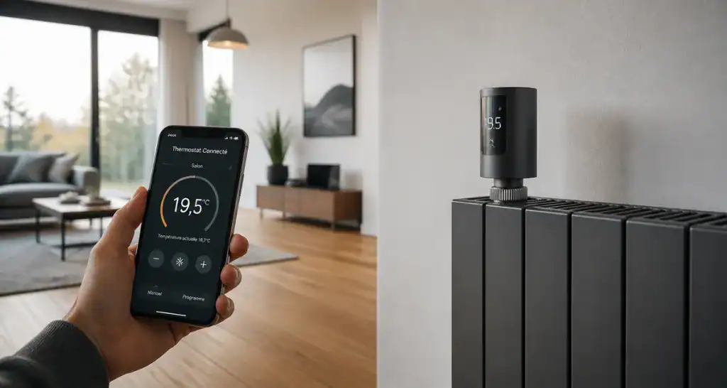 thermostat connecté radiateur avec smartphone