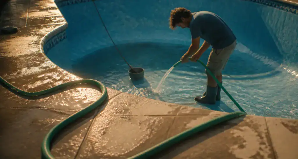 Vider une piscine avec un tuyau siphon