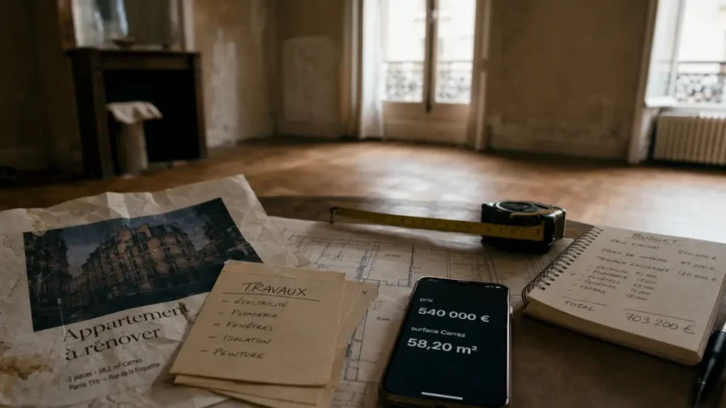 Acheter appartement avec travaux Paris : prix, surface Carrez et potentiel