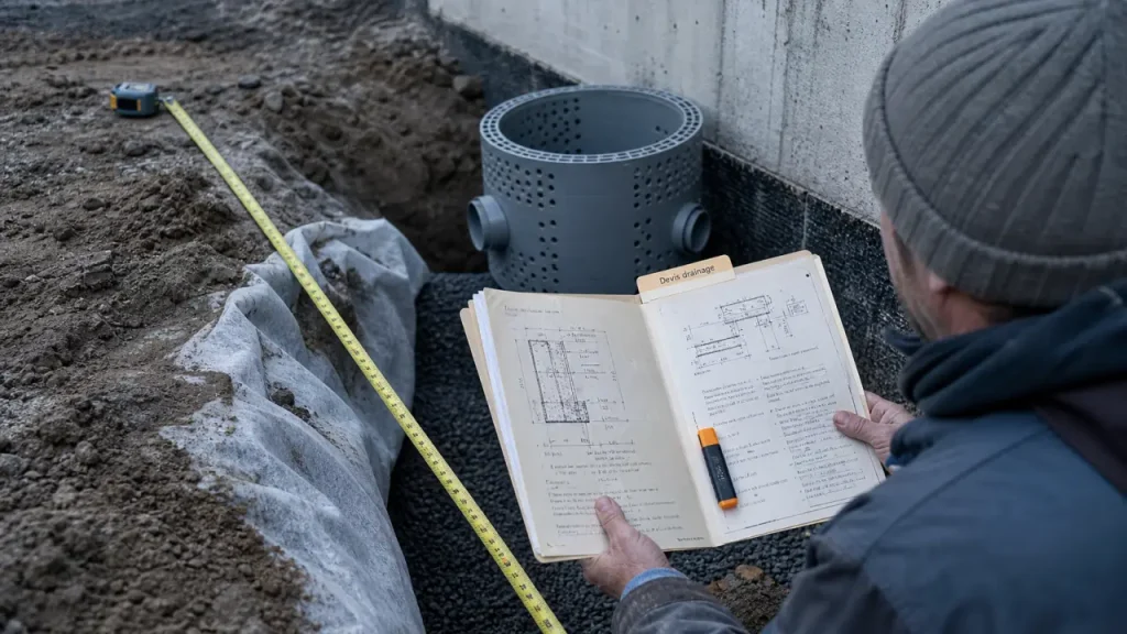 Devis travaux drainage : tranchée et pose de drainage de maison au mètre