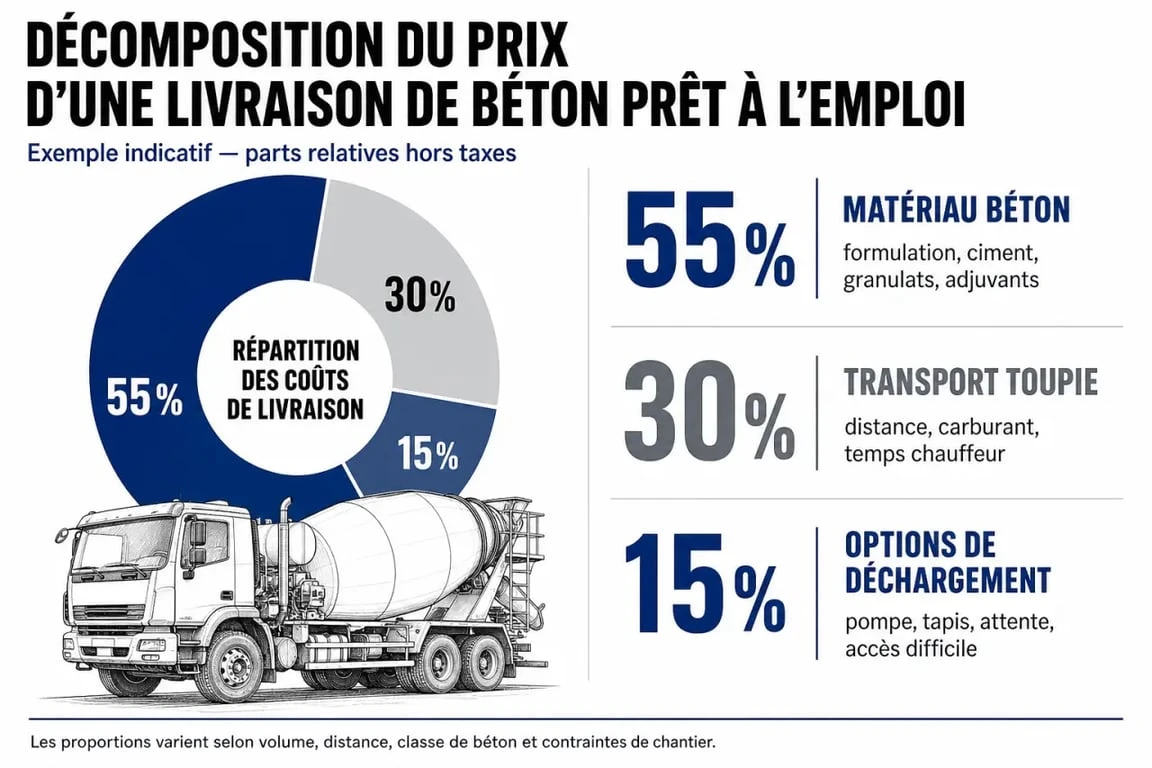 Décomposition du prix d'une toupie de béton et facteurs influençant le coût de livraison