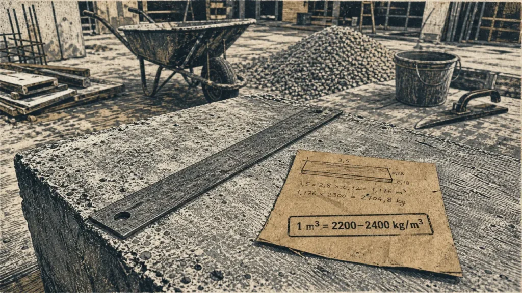 Poids beton : 1 m3 = 2200 à 2400 kg
