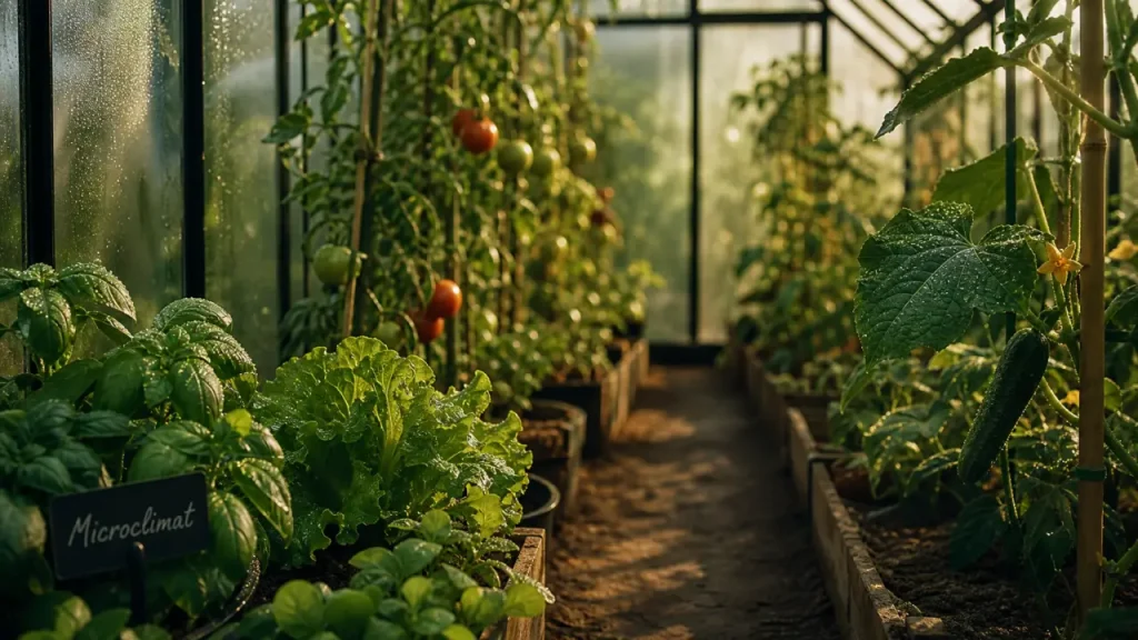 Potager serre : tomates et concombres, aération sous serre vitrée