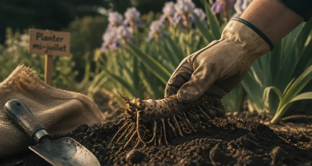 Quand planter des iris : rhizome affleurant, mi-juillet et automne