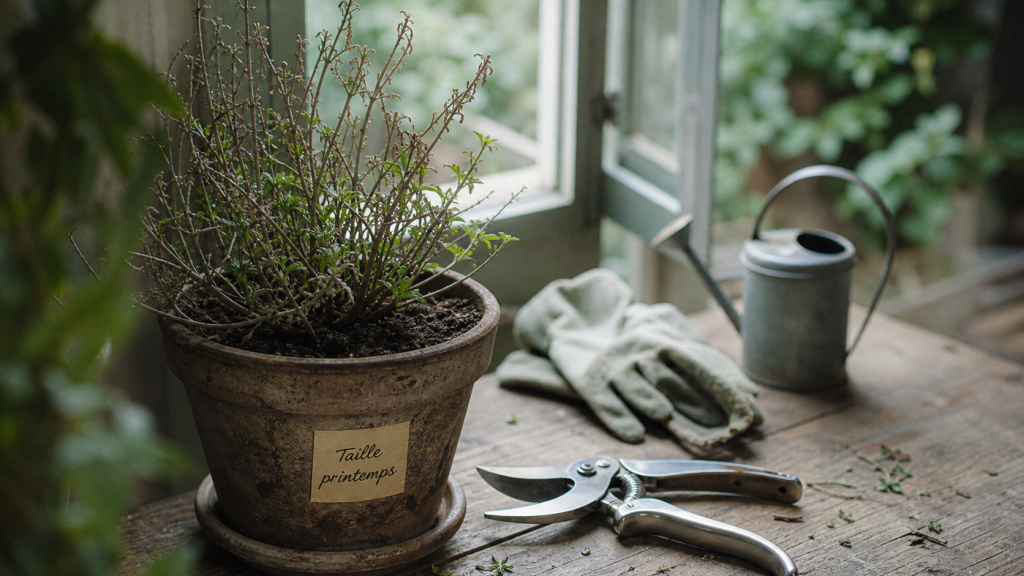 Quand tailler la verveine au printemps : tiges 30 cm, sécateur et touffe en pot