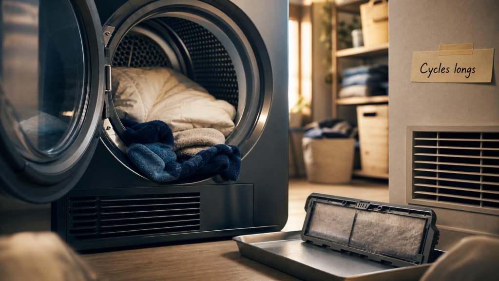 Sèche-linge pompe à chaleur, inconvénient : cycles longs et entretien du filtre à peluches
