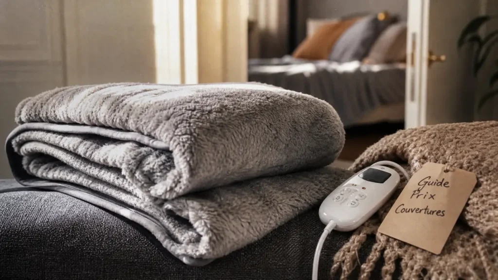 Couverture chauffante prix : micro-peluche, commande amovible et minuterie