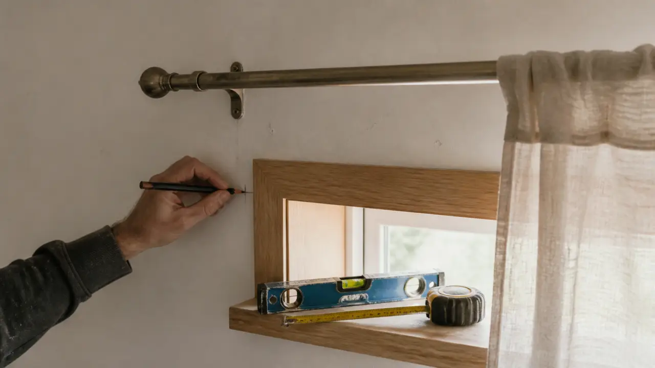 Distance tringle rideau plafond, 10 à 15 cm au-dessus de la fenêtre