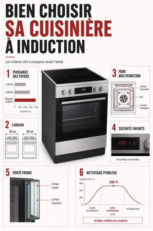 Meilleure cuisinière à induction : comparatif visuel des critères de choix