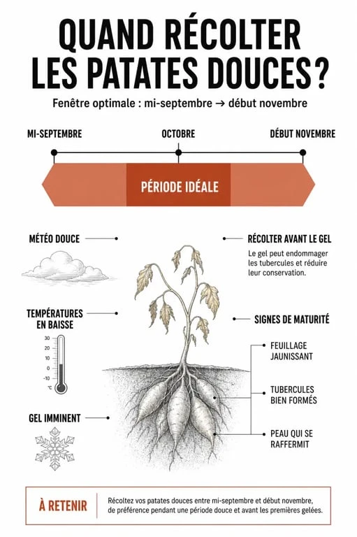 Quand récolter les patates douces : fenêtre de récolte selon la météo et les signes de maturité