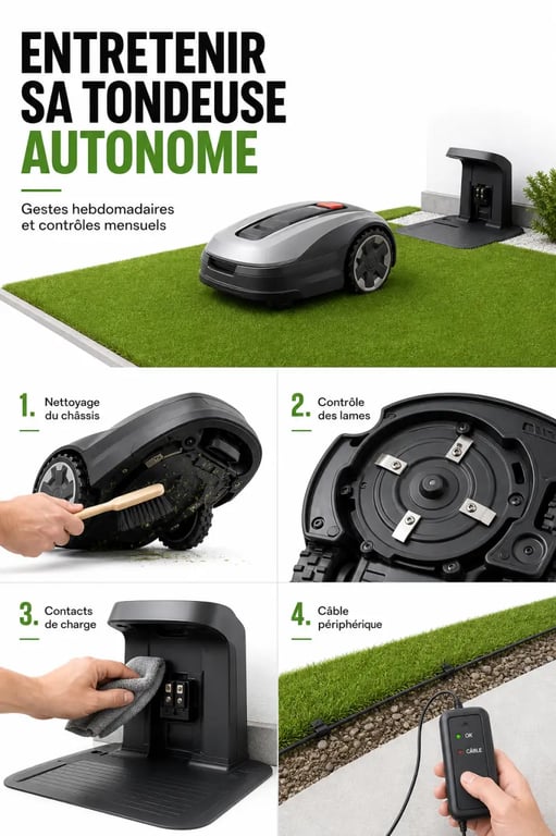 Optimiser l'entretien de son jardin avec une tondeuse autonome : planning visuel des gestes d'entretien