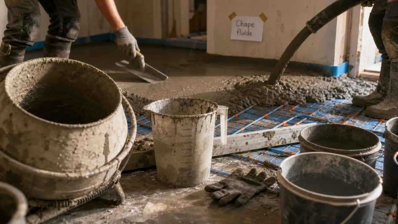 Faire une chape liquide à la bétonnière : coulage du mortier frais à la bétonnière
