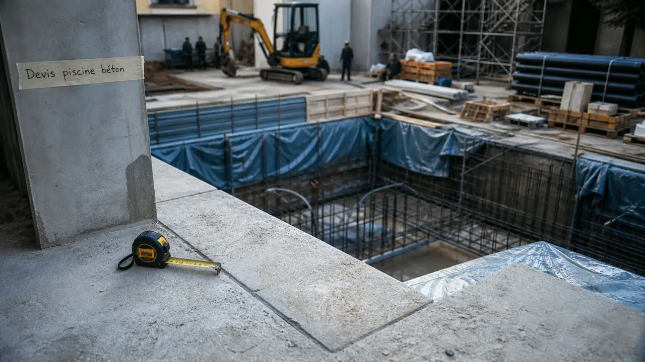 Prix beton piscine : devis pour piscine béton en chantier