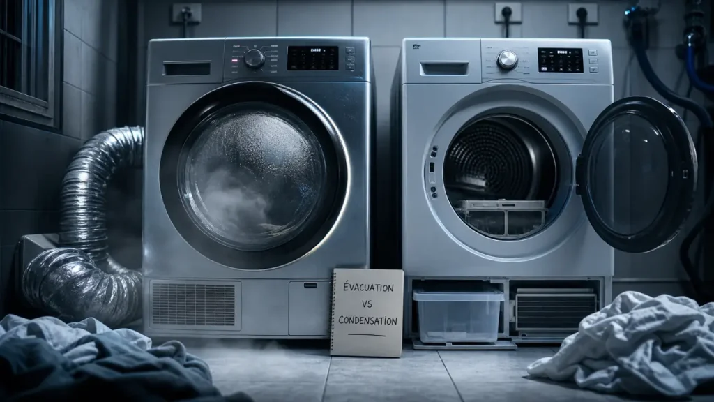 Sèche linge condensation ou évacuation : différence selon logement