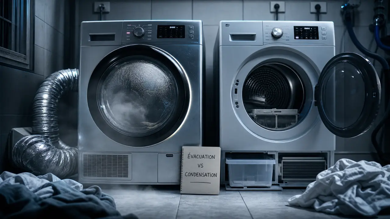 Sèche linge condensation ou évacuation : différence selon logement