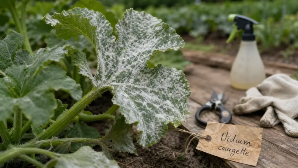 Traitement oidium courgette : feuilles blanchies