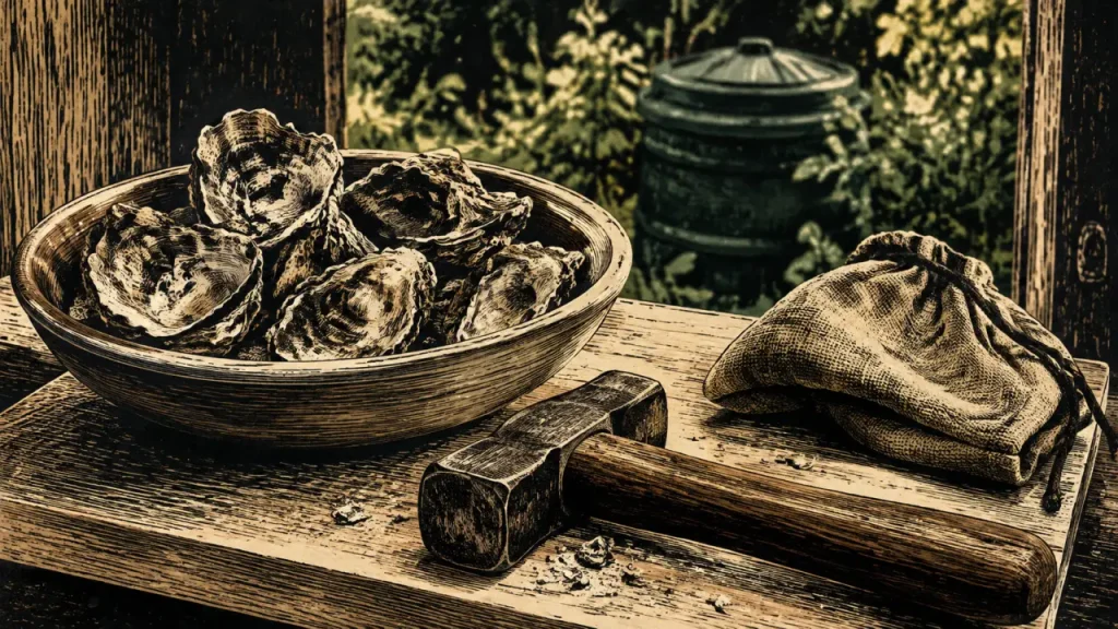 Coquille huitre compost, coquilles rincées à concasser