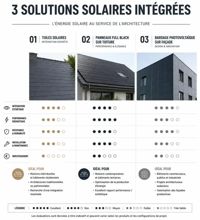 Comparatif des solutions de panneau solaire esthétique pour toiture et façade