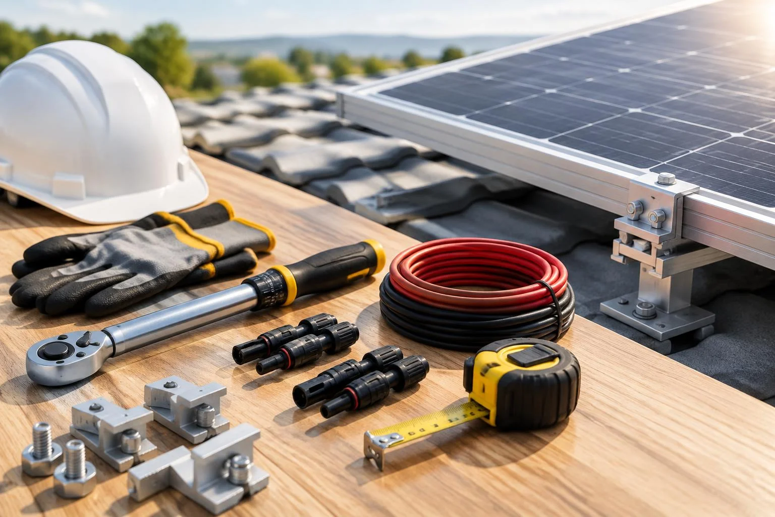 Outils pour installer des panneaux solaires : mesure & serrage