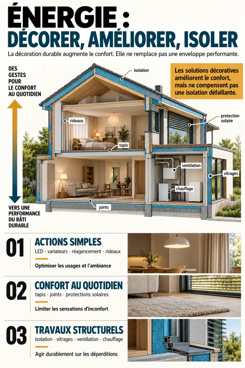 Infographie sur l’efficacité énergétique d’une maison pour une décoration durable
