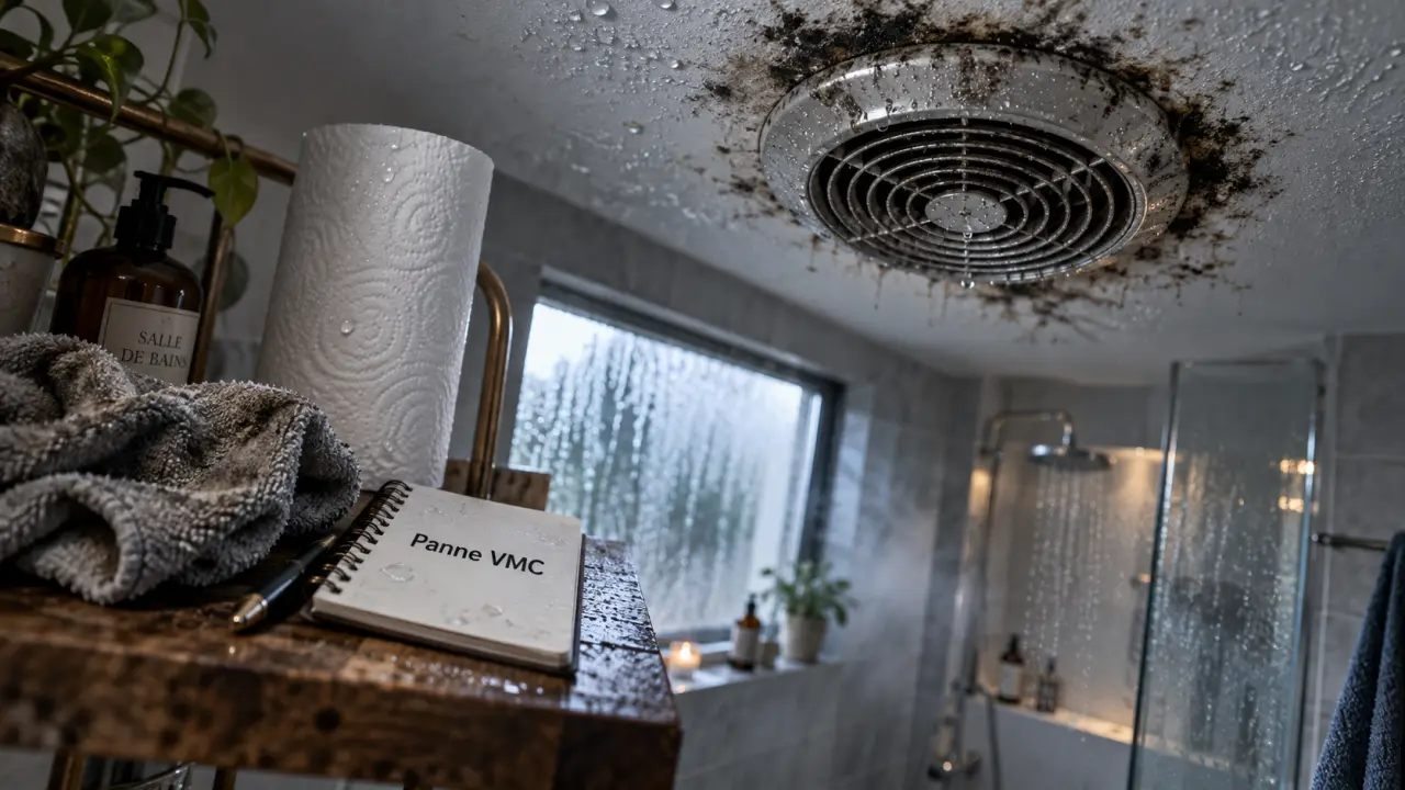 VMC qui ne fonctionne plus : bouche d’extraction encrassée en salle de bain